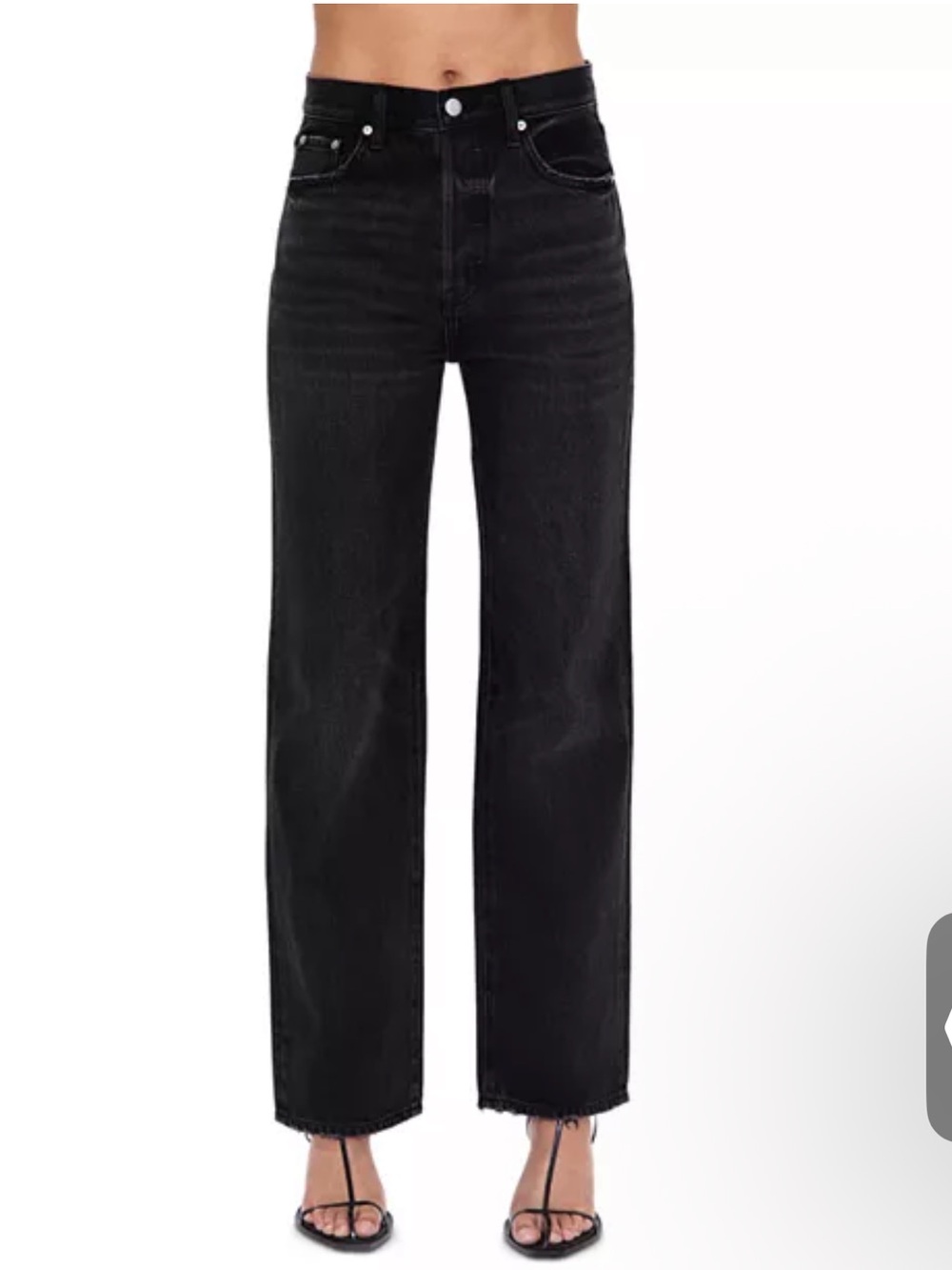 PISTOLA Black High-Rise Straight Leg Frayed Hem Jeans — size 29